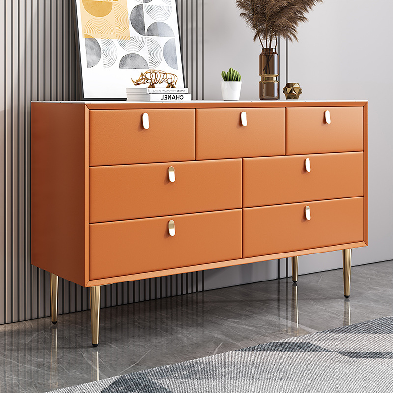 轻奢七斗柜简约现代主卧室装饰收纳抽屉1m客厅靠墙皮质实木电视柜