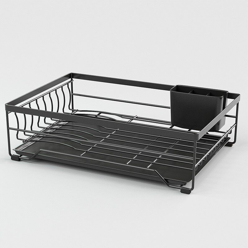 森系收纳架简易厨房台面碗筷沥水架家用双层放盘子碗碟置物架餐具