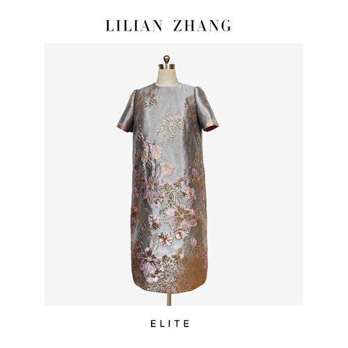 LILIANZHANG复古轻奢提花连衣裙