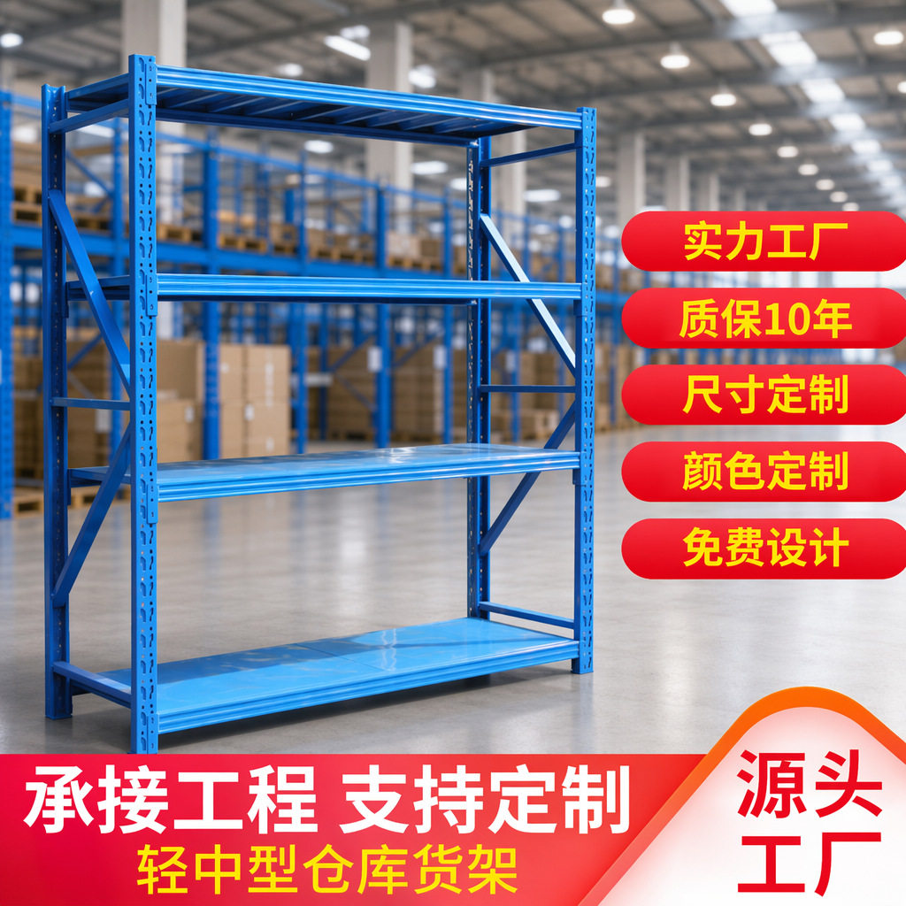 仓储货架置物架库房服装快递储物架中型轻型多层批发仓库铁架子