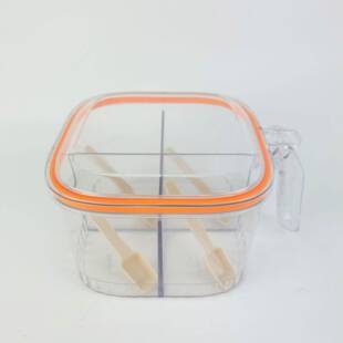 厨房调料盒多功能提手四格透明带勺子塑料新款带盖现货家用