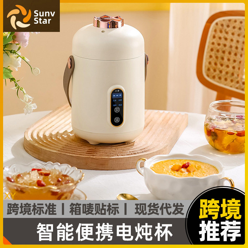 跨境便携式全自动电炖杯养生电热杯炖煮小型多功能办公室煮粥神器