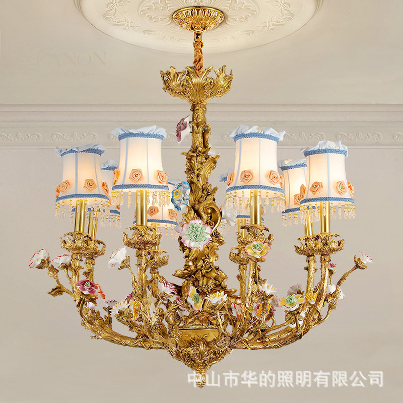 法式吊灯轻奢田园风格灯具欧式别墅大气奢华复式楼客厅餐厅灯饰