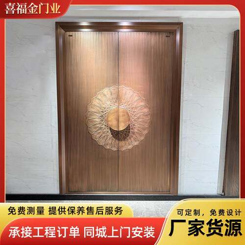 铸铝门别墅大门双开门农村自建房家用铜门防盗子母入户进户门