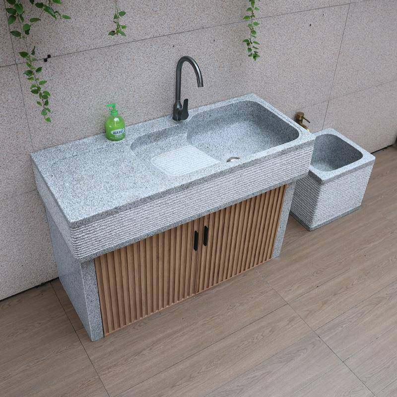 天然花岗岩户外洗衣池带搓板一体式庭院大理石材洗手台盆洗菜水槽