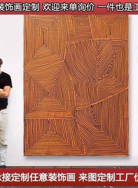 纯手绘橙色立体抽象油画轻奢大幅装饰现代美式玄关客厅餐厅墙挂画