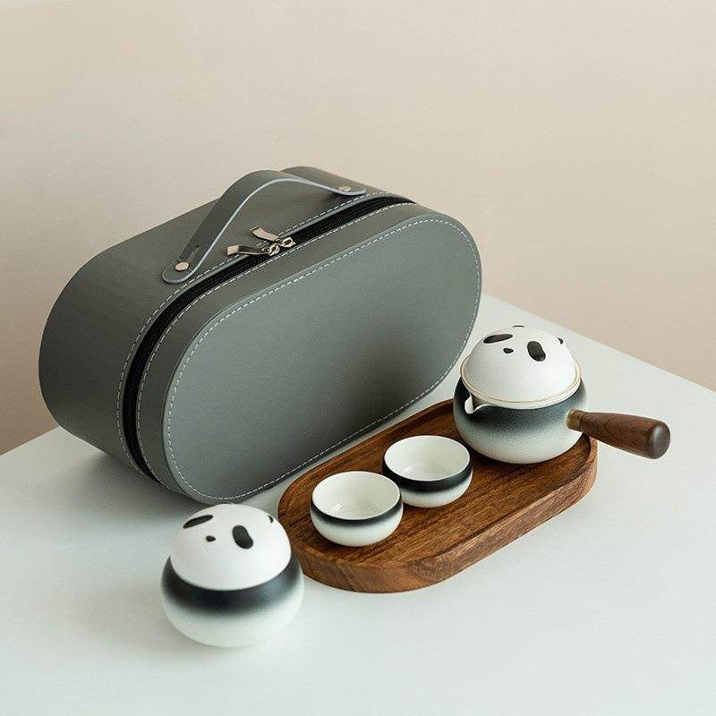 熊猫文创旅行茶具套装便携式户外泡茶侧把快客杯一壶二杯商务送礼,纺织面料/辅料/配套,纺织机械配件,淘宝优惠券,粉丝福利购,淘宝优惠卷