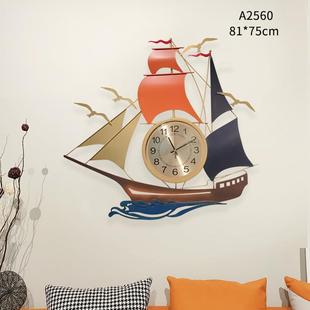 美式 餐厅时钟表 铁艺创意挂钟客厅墙面静音钟表家用挂墙地中海风格