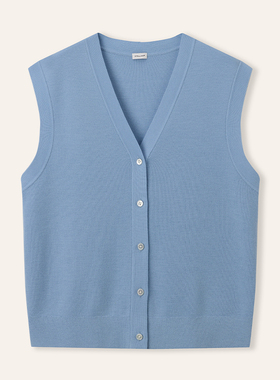 STELLAM女装FAIRLADY V领双层双织羊毛无袖开衫