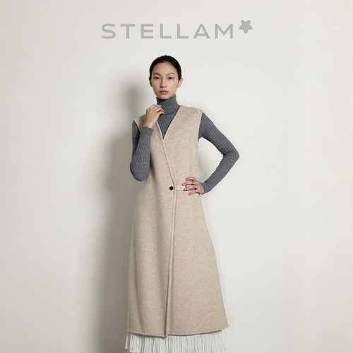 STELLAM女装  羊絨羊毛收腰長马甲MAWI