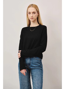 STELLAM| 女装圆领羊毛条纹长袖休闲风毛针织衫上衣-LISA