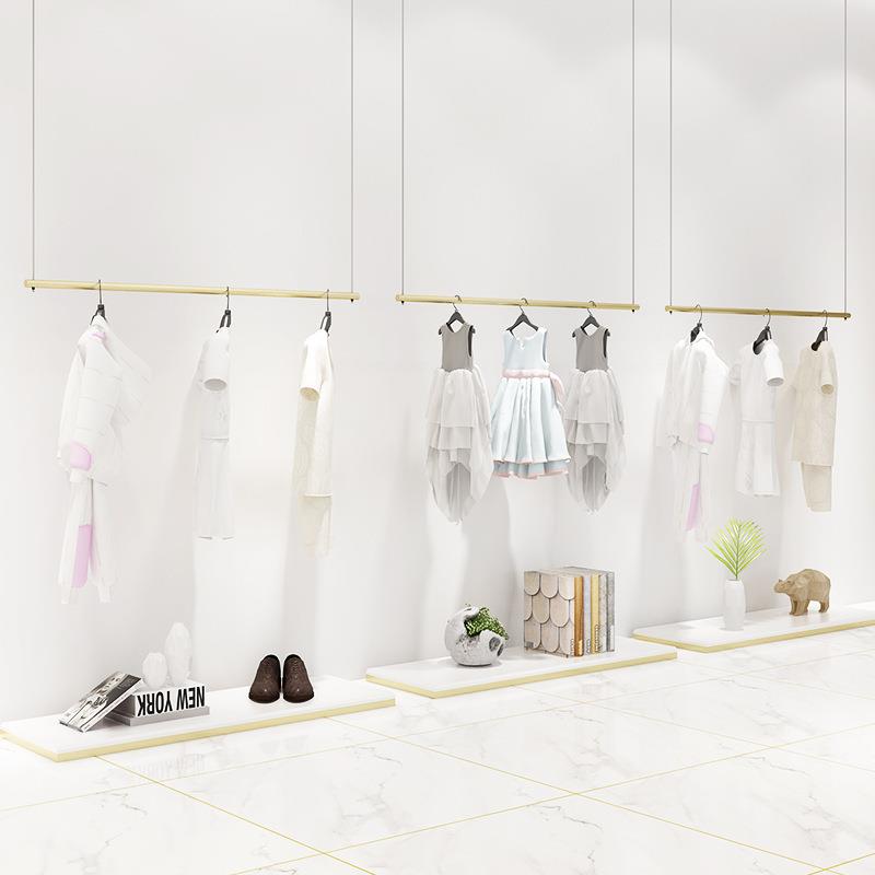 服装架展示架上墙吊杆吊架悬挂衣架子童装店创意挂衣货架金色展架