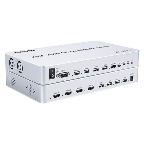 工厂直售HDMI2.04K60HZ4进一出画面分割器带USB旋转画中画模式