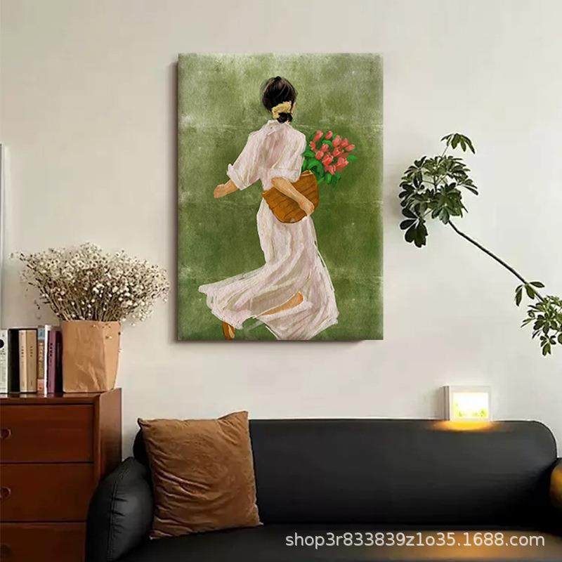 中古风美式2025客厅新款装饰画花季少女人物玄关过道挂画复古绿,纺织面料/辅料/配套,纺织机械配件,淘宝优惠券,粉丝福利购,淘宝优惠卷