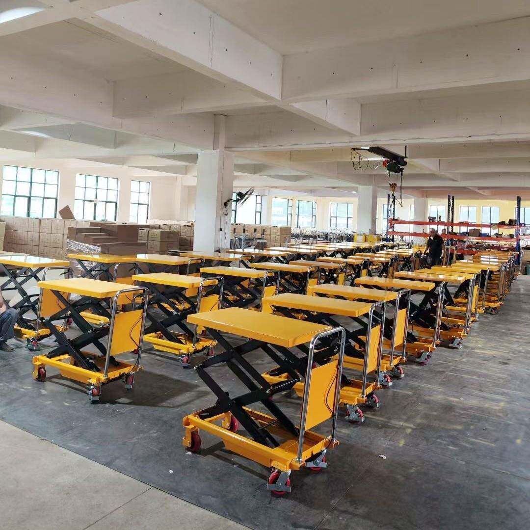 普尔夫350kg移动式平台车手动脚踩模具平台滚筒辊轴风琴罩升降台