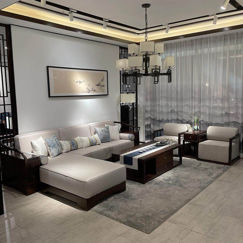 新中式实木沙发现代客厅储物沙发组合转角贵妃榻小户型中国风家具