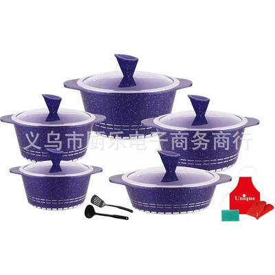 unique16pcs花岗岩不粘锅压铸铝汤锅厨具套装锅具