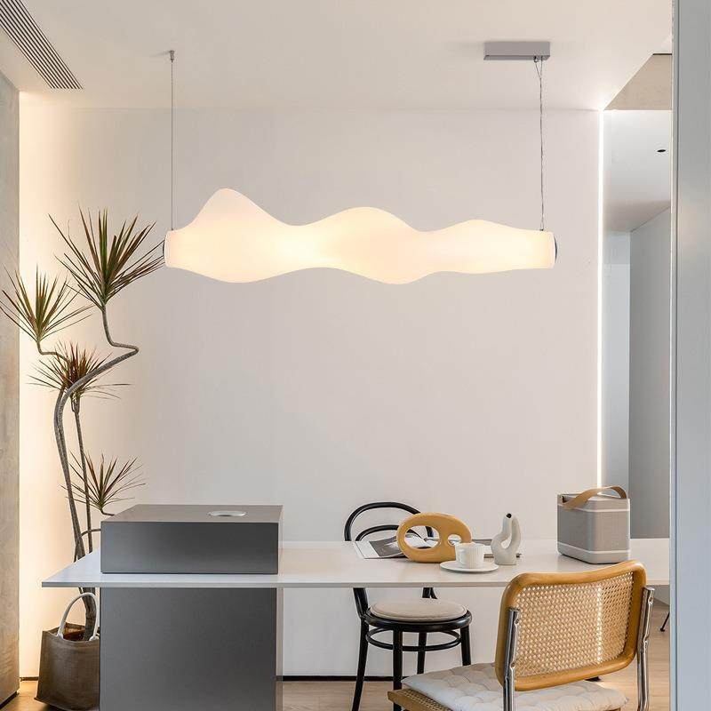 北欧设计师现代简约餐厅吊灯吧台长条展厅工作室装饰白色艺术灯具