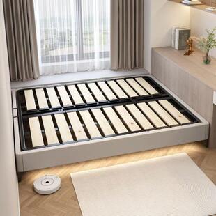 现代简约钢木排骨架床无床头床实木榻榻米主卧小户型框架床体工厂