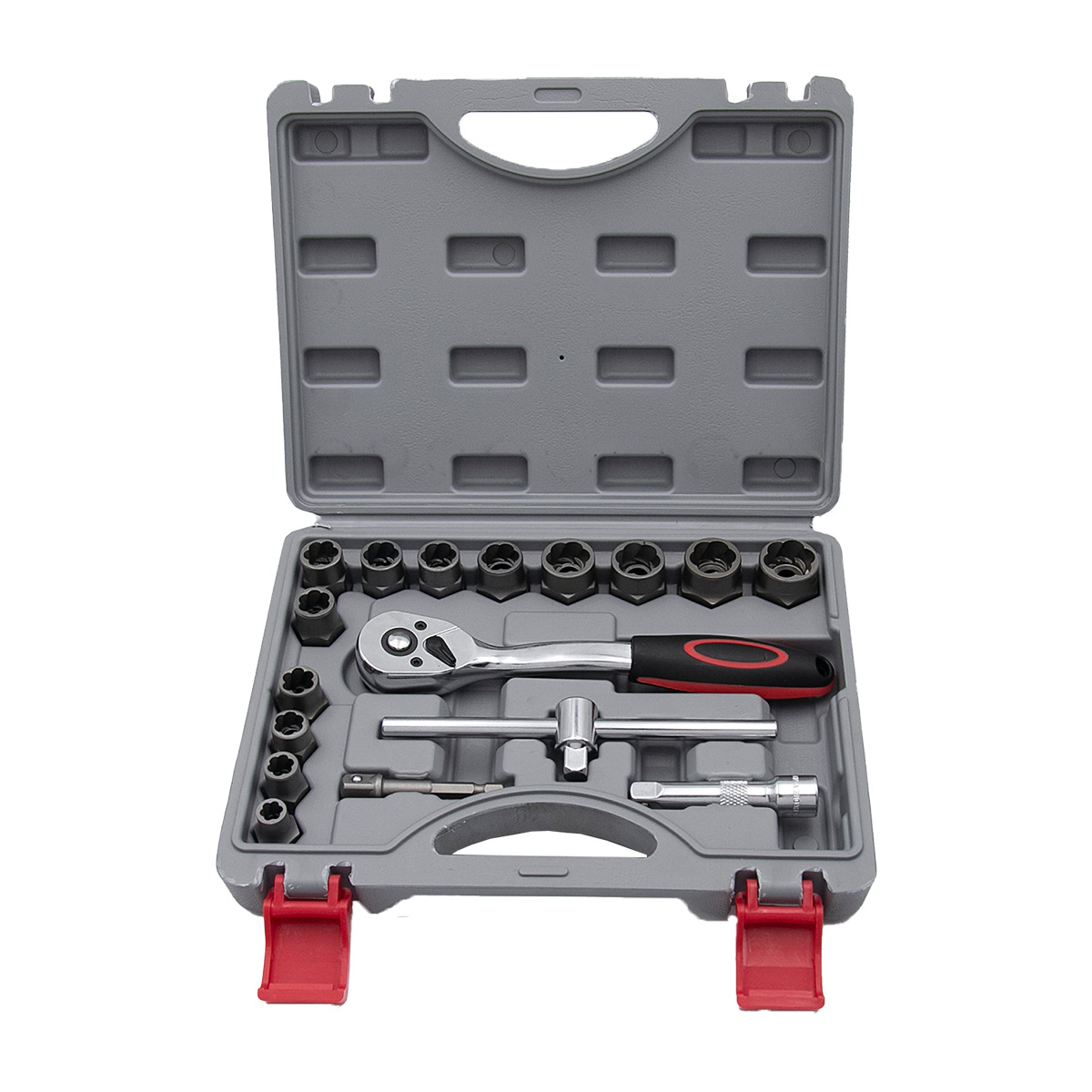 新款螺母高款取出器 17件套反牙套筒滑牙套筒螺丝损坏螺帽取出器