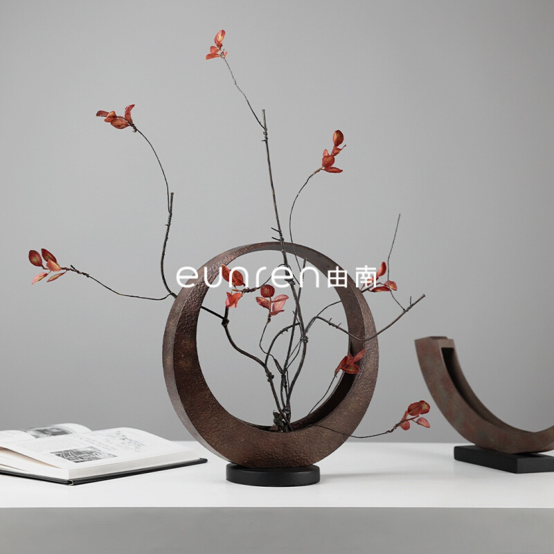 由南新中式月夕花朝花器插干花瓶家居茶几意境装饰品摆件博古花架
