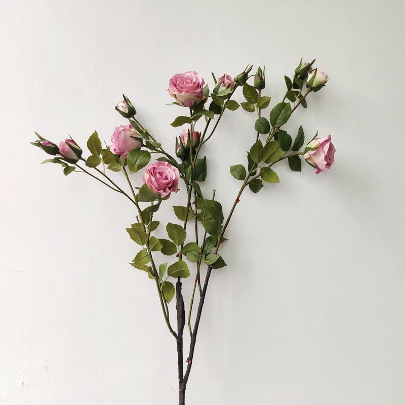 长枝落地伊甸园玫瑰仿真花绣黄粉色皇家玫瑰花客厅餐桌装饰卧室
