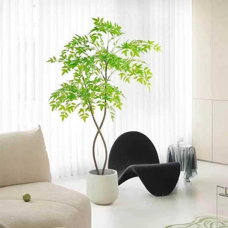 仿真树轻奢绿植盆栽店铺茶室仿生植物橱窗落地景观花艺仿真南天竹