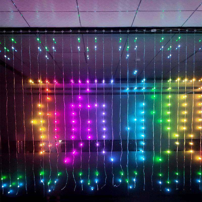 APP七彩室内圣诞节点控皮线灯室外编程家居装饰灯窗帘LED灯串