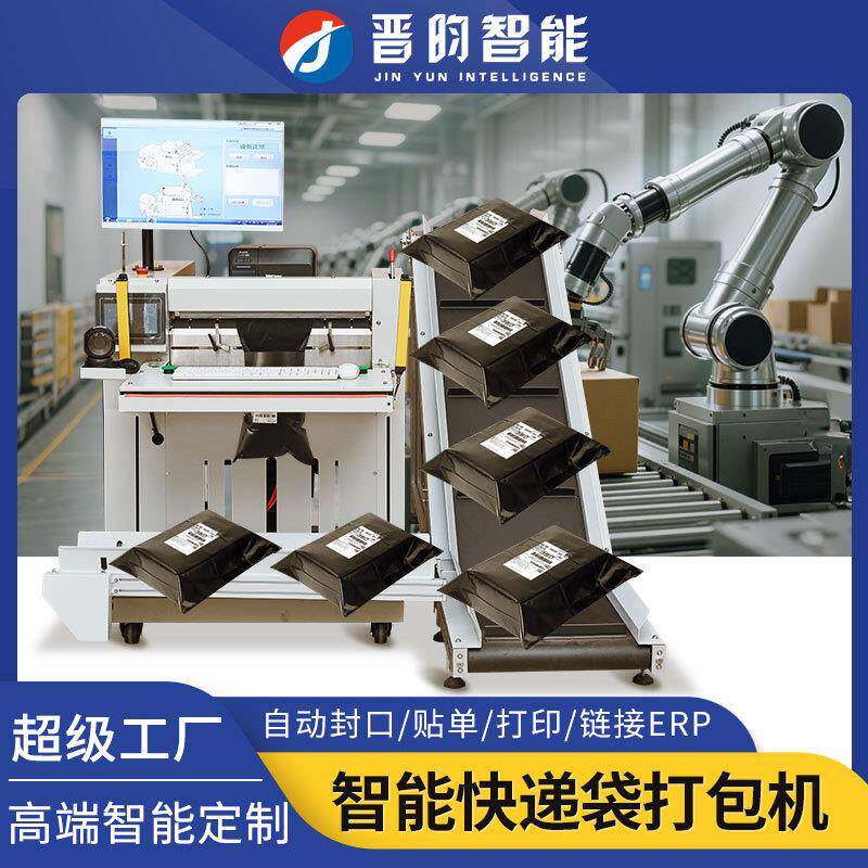 晋昀全自动快递袋打包机电商发货投袋服装套袋封口高速贴单贴标机