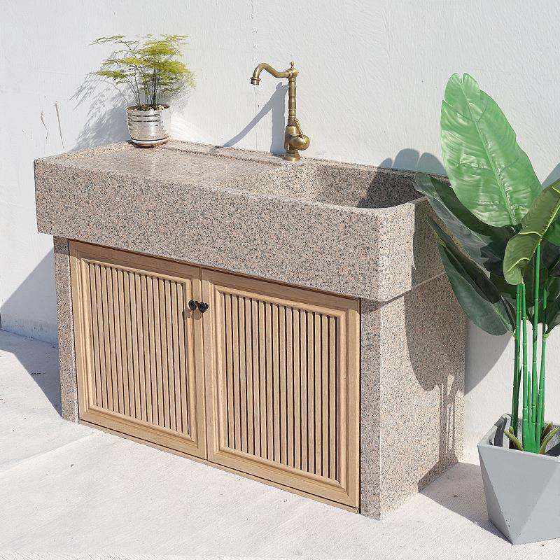 户外石头洗衣池天然大理石材洗手池庭院洗菜水槽阳台洗手一体台盆