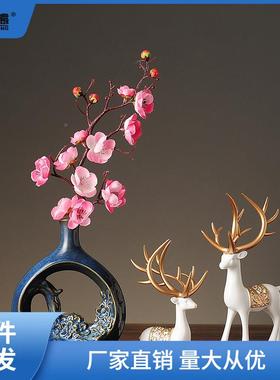 新中式摆件酒柜厅家居装设饰品客家软装装工艺3品电视柜摆小创烛