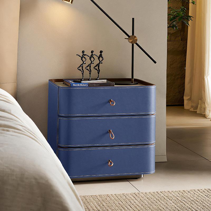 极床头柜现家用设代计师实木收纳柜新款室床边柜SJ-D902马鞍皮二