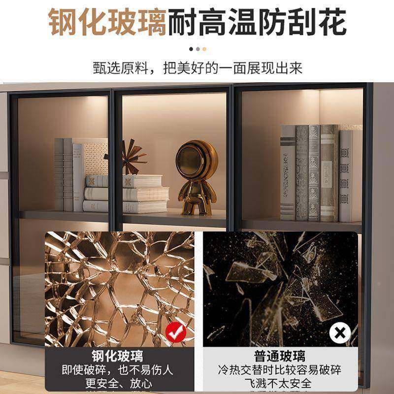实多木电纳视柜约现代简小户型客厅储物柜轻奢功能玻璃收柜落1地