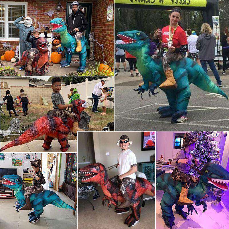 骑成恐龙人走偶服装小孩人搞行动物坐骑道具服486充气恐龙衣服笑