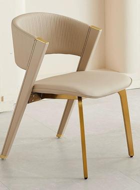 轻奢椅靠椅C现代设计师款不锈钢餐厅椅酒店意式C椅洽谈背餐98510