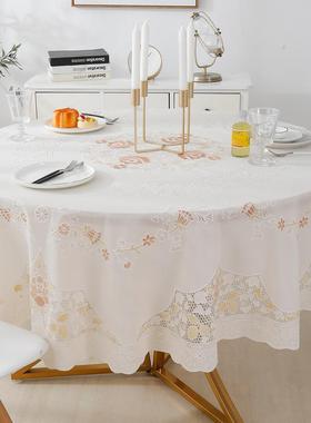 p家用F76S58M6大圆桌桌布vc防水防蕾油防烫免洗餐桌欧式丝烫金圆