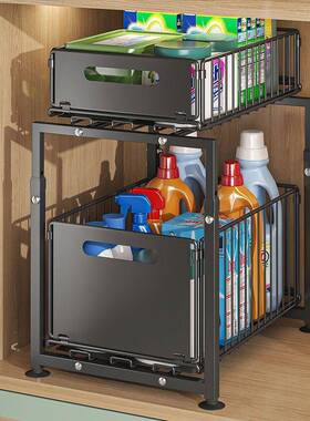 双下槽置水料物架橱柜抽拉式伸缩收纳架多20218层功能杂物调整理