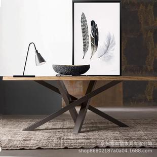 美式 lJYXJJoft意实木会接议桌长桌职员办公会客桌个桌性待桌洽谈