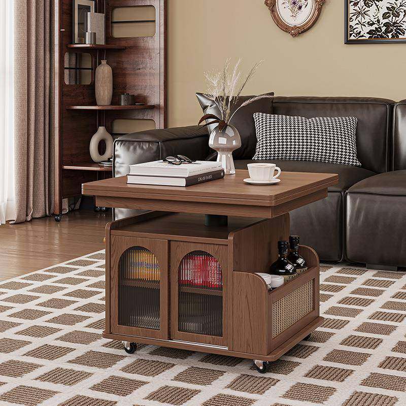 全桌实木升降餐茶几可移推车茶桌折叠xje517两用茶台客厅沙发动边