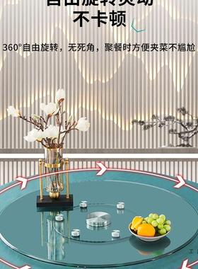 玻餐桌转盘化璃钢转盘大圆桌玻璃旋转台圆形玻璃台面加厚化钢VKU
