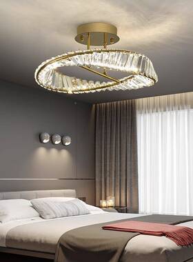 设卧晶室吸顶灯意轻奢风后现代计师环64948式形客厅书房主卧水灯