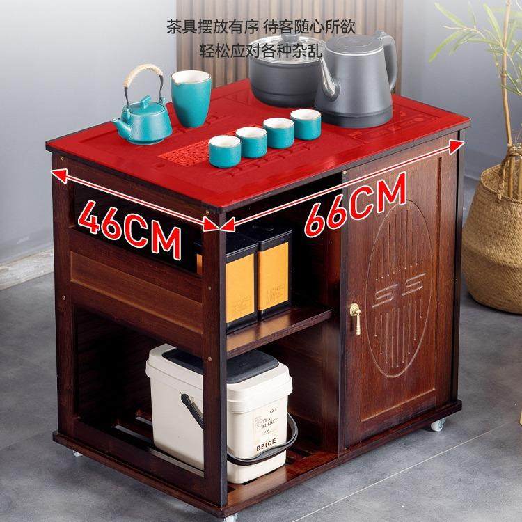 桌边柜新式茶可旋转SEQ移动茶水柜烧水壶一茶体实中木茶几茶水台