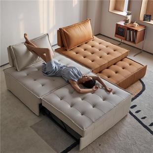 意懒人沙式 C02客厅奶油风科直技布艺排沙 发床家块用豆腐小户型SF