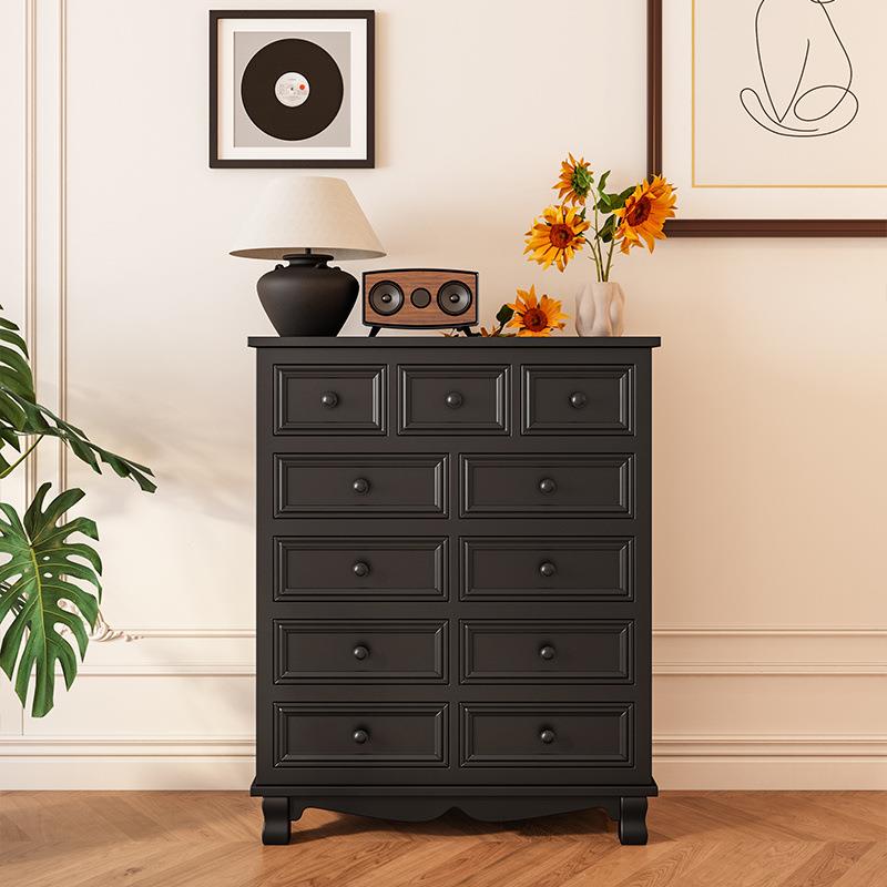 柜极简屉实木四斗柜YGF88卧室轻现代黑色子客奢厅抽五斗柜储物柜