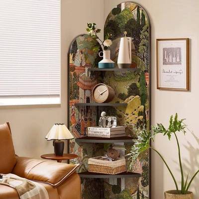 中古风墙柜角边转角柜落地摆件柜客厅电视转F99MJS59角置物架多层