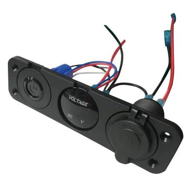 合MIQ汽车船艇改组装新款小开关+电压+12V电源表母座三合一点烟器