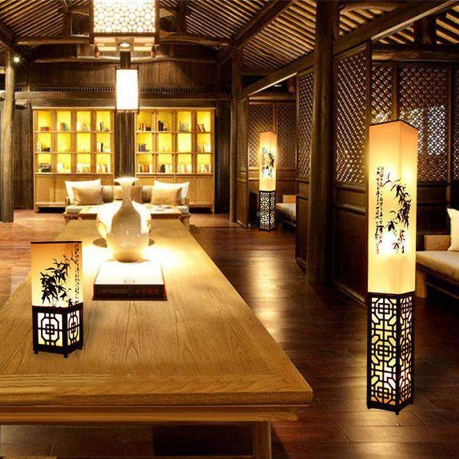 新古中式实木20929红落地灯客厅房书床头复遥控调光遥控中国古风