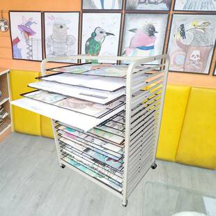 美家术班风干燥展示纳架版画储物架庭卡晾晒纸绘画室学87789生收