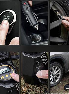 泵跨境热QUD销12V便携式汽车轮胎气大智能自动充充停功率车载充气