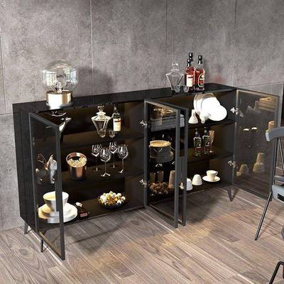 轻奢柜一体靠边墙岩板酒柜餐现代RGV简约厨房茶柜客厅收纳水多功